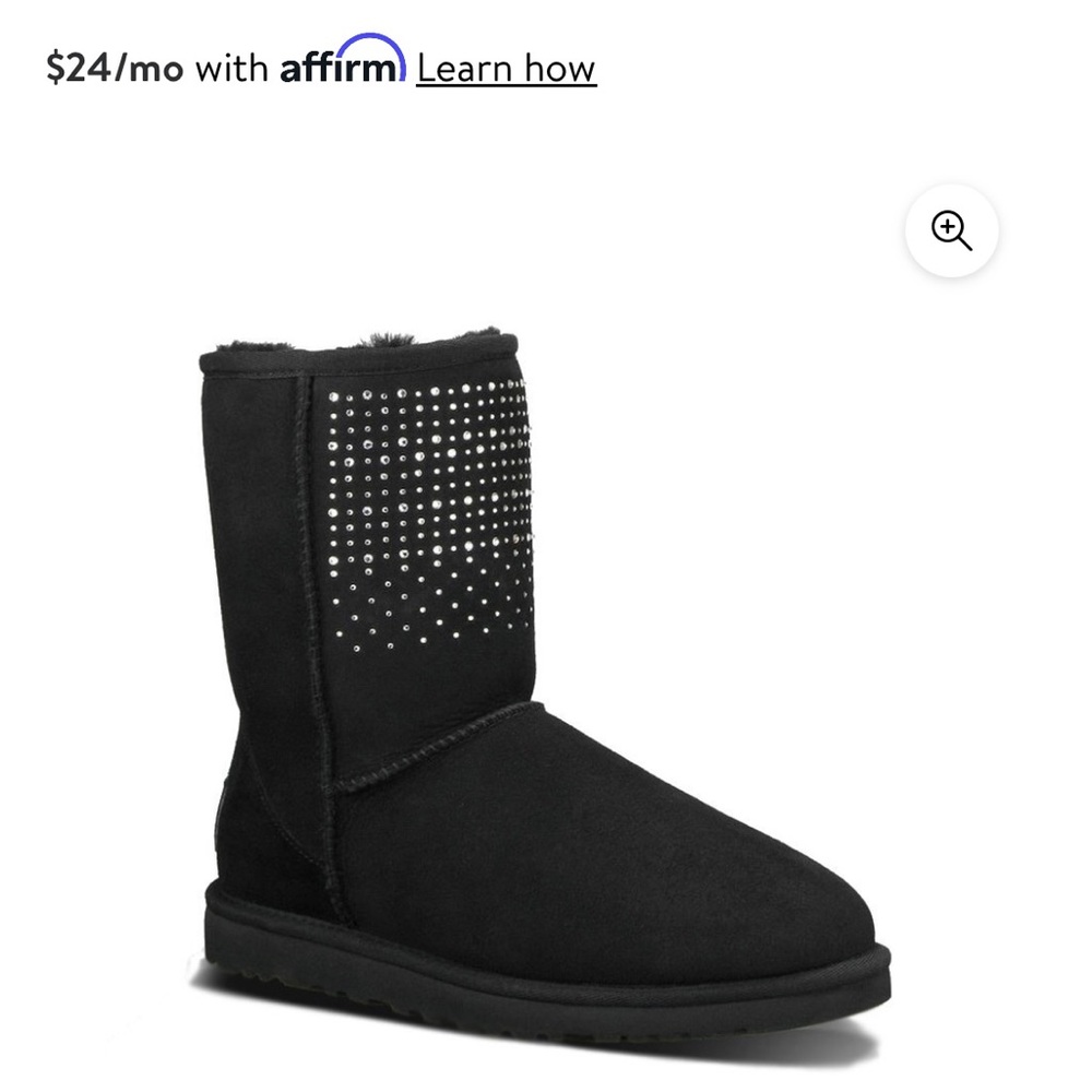UGG Classic short bling boots black size 5 youth fits 6 1/2 women’s